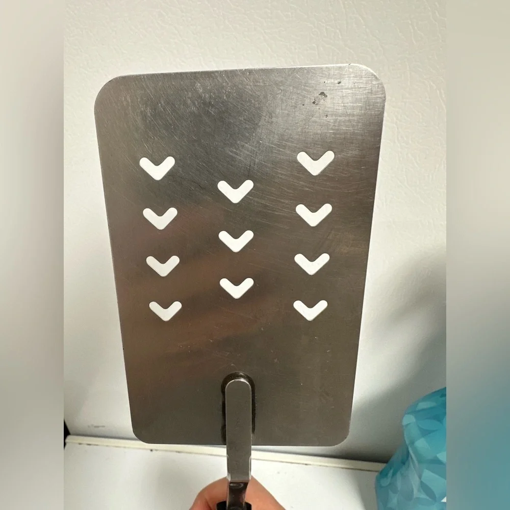 EKCO USA Faux Wood & Black Handle SLOTTED STAINLESS SPATULA FLIPPER Vtg Heart